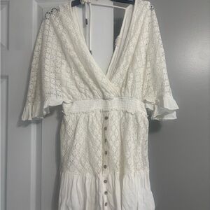 White Lace Button-Down Romper